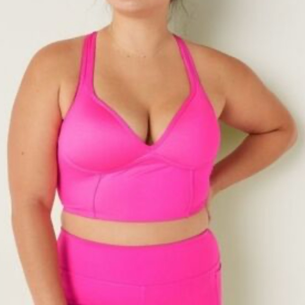 Victoria Secret PINK Active Sport Bra XL Racerback Solid Long Line Light Padding